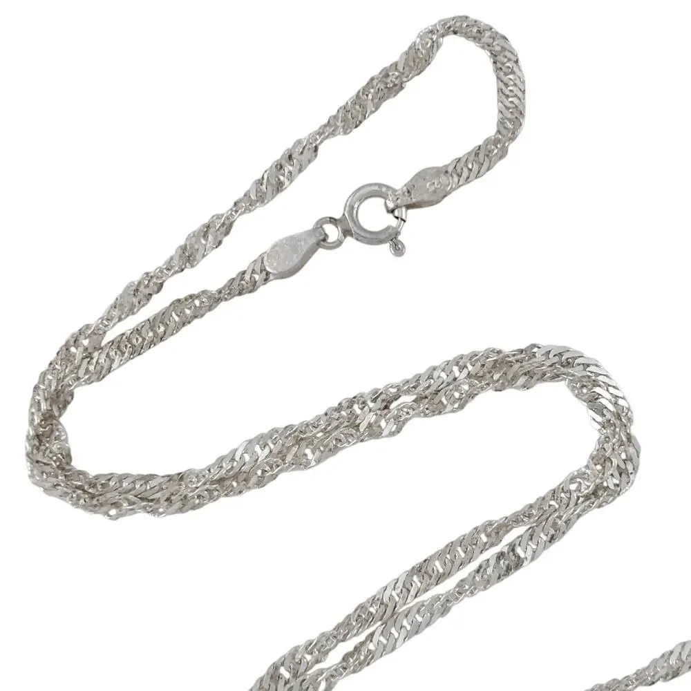 Vintage Italy Sterling Silver 925 Singapore Chain Necklace 17.5